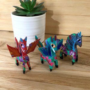 Sale! Set of Three Hand-Made Small "Pegasus" Alebrije Figurines (Mini)